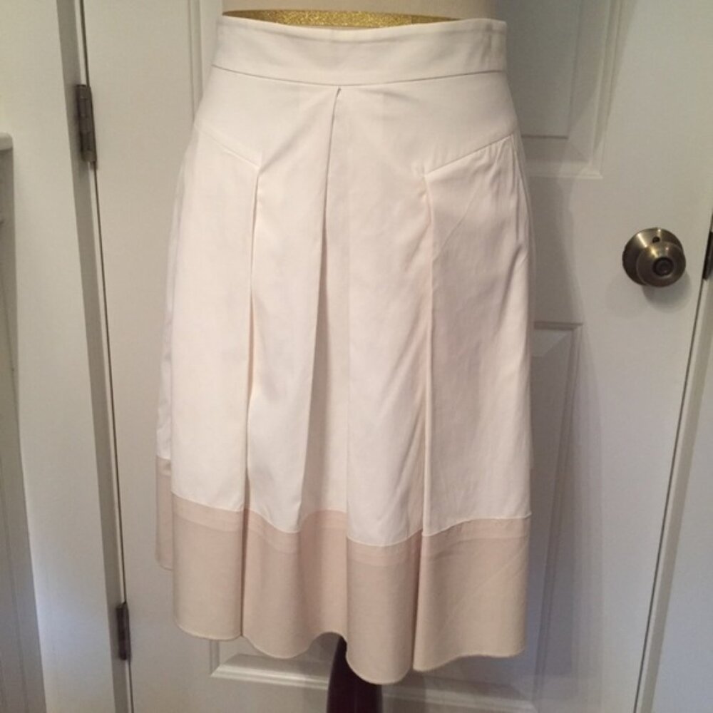 REBECCA TAYLOR SKIRT FULL A-LINE WHITE CREAM COLOR BLOCK Size 4